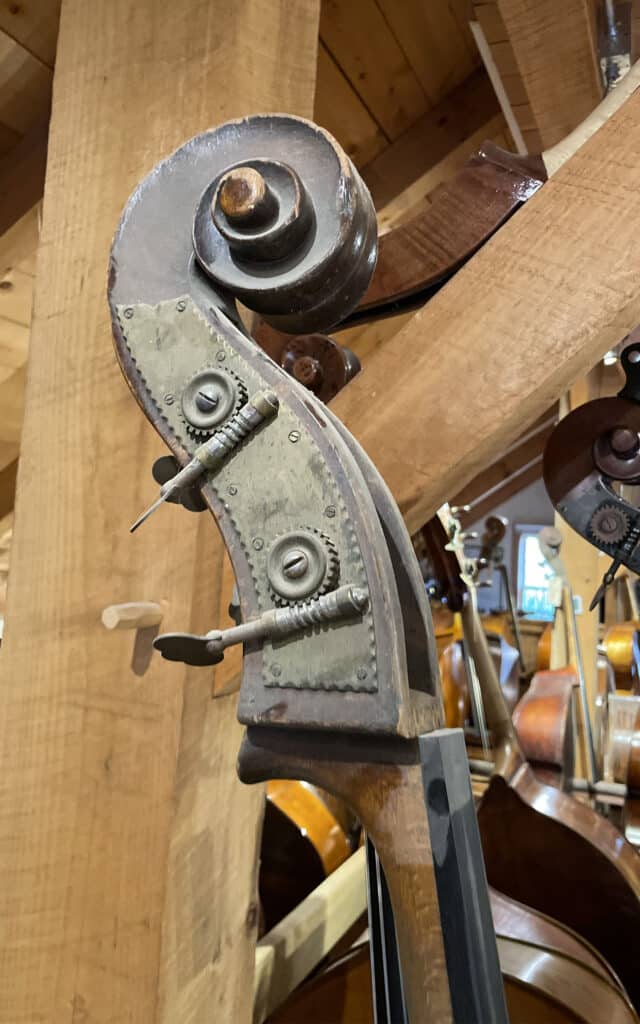 PreRestoration Austrian double bass scroll