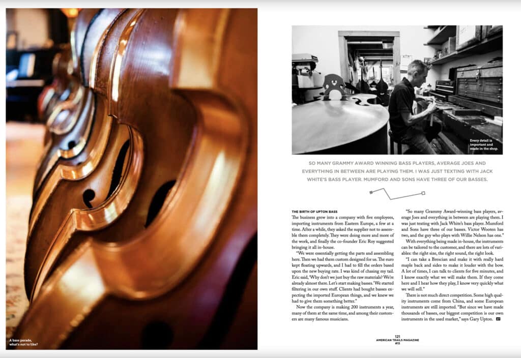 The Upton Bass Shop in American Trails mag 4