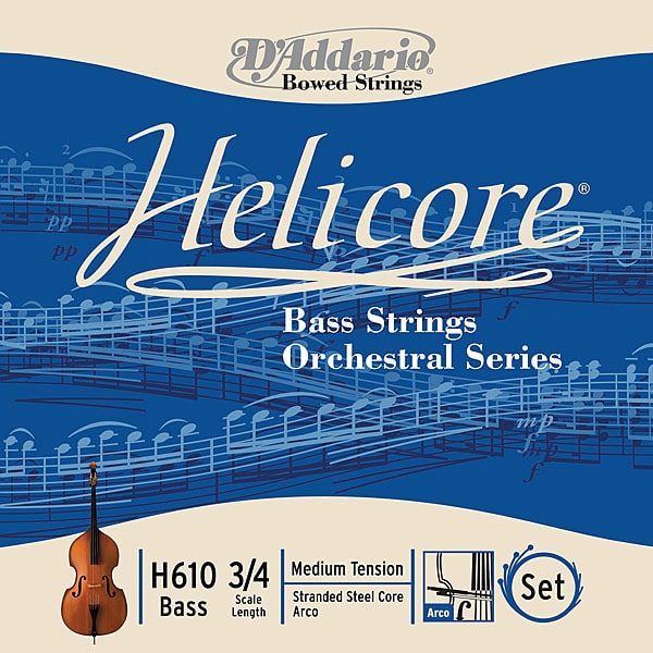3/4 Scale Light Tension DAddario Helicore Orchestral Bass Single E String 