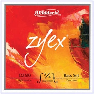 3/4 Scale Light Tension D'Addario Zyex Bass String Set 